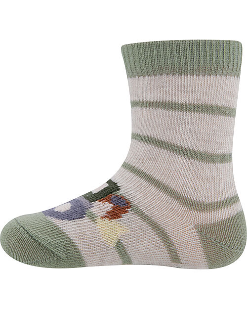 Ewers Set 2 Socks - Tractor -  Beige/Green - Organic Cotton GOTS Socks