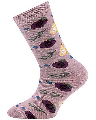 Ewers Socks for Kids - Apples and Pears - Lilac - Organic Cotton GOTS Socks