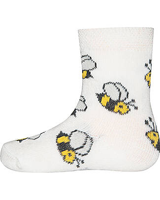Ewers Socks for Kids - Bees - White - Organic Cotton GOTS Socks