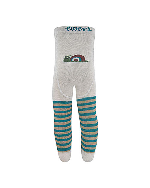 Ewers Tights in Elasticated Organic Cotton - Stripes with Snail - Grey  - GOST Certified Socks