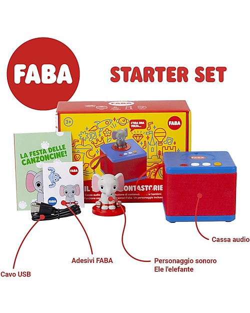 Faba Faba Storyteller Starter Set Blue - Includes: Bluetooth Audio Device + Sound Character Audio Players