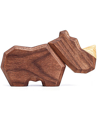 FableWood The Little Rhino - 2 Magnetic Pieces - Sustainable Wood Wooden Blocks & Construction Sets
