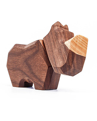 FableWood The Little Rhino - 2 Magnetic Pieces - Sustainable Wood Wooden Blocks & Construction Sets