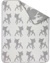 Fabulous Goose Bambi Baby Blanket - Pale Grey, White reversible - 100% brushed cotton (fleece effect: soft and warm) 75 x 100 cm Muslin Swaddle