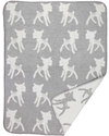 Fabulous Goose Bambi Baby Blanket - Pale Grey, White reversible - 100% brushed cotton (fleece effect: soft and warm) 75 x 100 cm Muslin Swaddle