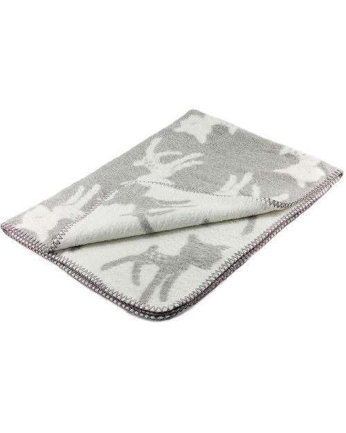 Fabulous Goose Bambi Baby Blanket - Pale Grey, White reversible - 100% brushed cotton (fleece effect: soft and warm) 75 x 100 cm Muslin Swaddle