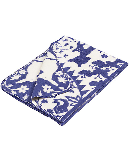 Fabulous Goose Fairytale Forest Blanket - Blue, White 100% Organic Cotton (fleece effect: soft and warm)  - 120x150 cm Muslin Swaddle