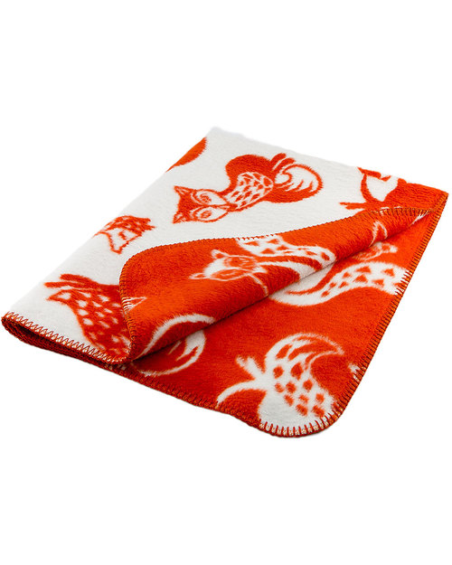 Fabulous Goose Foxtail Baby Blanket - Orange, White reversible - 100% Organic Cotton (fleece effect: soft and warm) 75 x 100 cm Muslin Swaddle