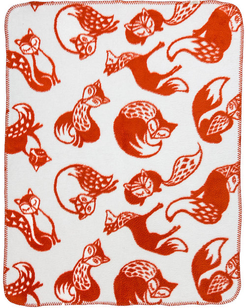 Fabulous Goose Foxtail Baby Blanket - Orange, White reversible - 100% Organic Cotton (fleece effect: soft and warm) 75 x 100 cm Muslin Swaddle