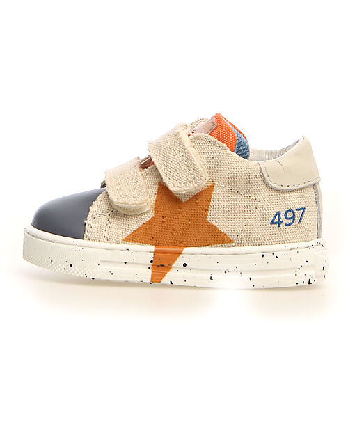 Falcotto Salazar Sneakers - Canvas - Delavè/Celeste/Milk - Leather Detail Sneakers
