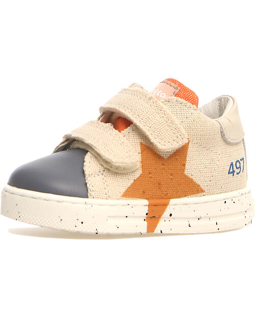 Falcotto Salazar Sneakers - Canvas - Delavè/Celeste/Milk - Leather Detail Sneakers