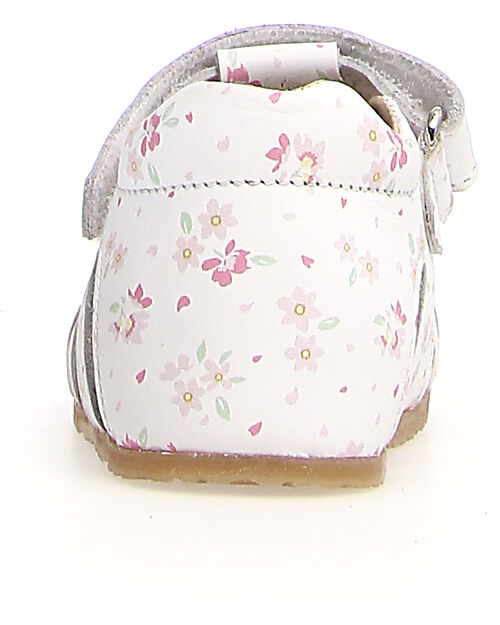 Falcotto Semi-Closed Sandal Alby - Leather - Flowers - White Sandals
