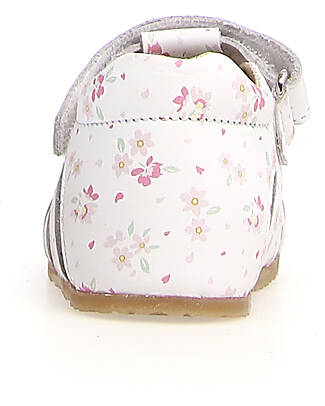 Falcotto Semi-Closed Sandal Alby - Leather - Flowers - White Sandals