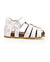 Falcotto Semi-Closed Sandal Alby - Leather - Flowers - White Sandals