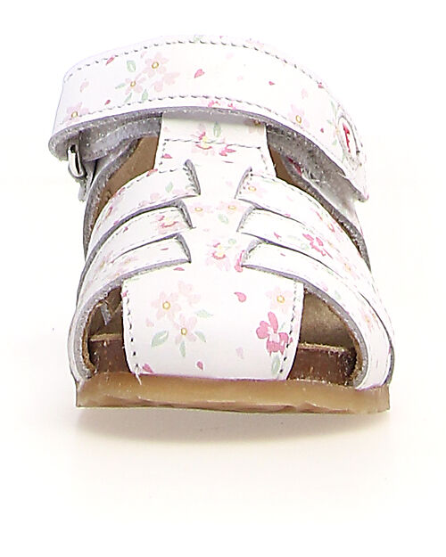 Falcotto Semi-Closed Sandal Alby - Leather - Flowers - White Sandals