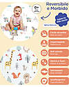 Family Nation 2-in-1 Foldable Montessori Play Mat – Reversible and Soft – Animal Friends – 180x150 cm – From Birth Playmats