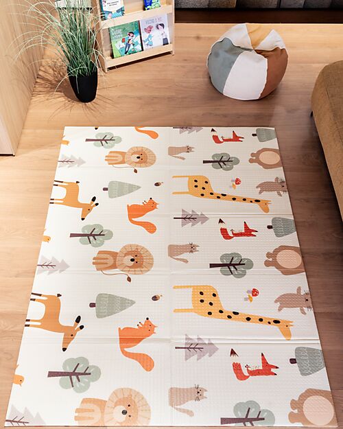 Family Nation 2-in-1 Foldable Montessori Play Mat – Reversible and Soft – Animal Friends – 180x150 cm – From Birth Playmats