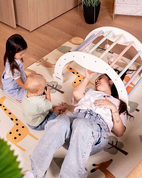 Family Nation 2-in-1 Foldable Montessori Play Mat – Reversible and Soft – Animal Friends – 180x150 cm – From Birth Playmats