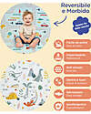 Family Nation 2-in-1 Foldable Montessori Play Mat – Reversible and Soft – Dino Friends – 180x150 cm – From Birth Playmats