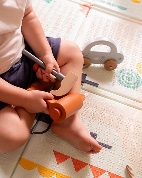 Family Nation 2-in-1 Foldable Montessori Play Mat – Reversible and Soft – Dino Friends – 180x150 cm – From Birth Playmats