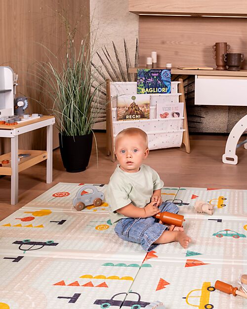 Family Nation 2-in-1 Foldable Montessori Play Mat – Reversible and Soft – Dino Friends – 180x150 cm – From Birth Playmats
