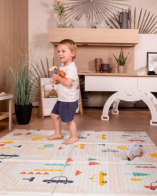 Family Nation 2-in-1 Foldable Montessori Play Mat – Reversible and Soft – Dino Friends – 180x150 cm – From Birth Playmats