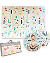Family Nation 2-in-1 Foldable Montessori Play Mat – Reversible and Soft – Dino Friends – 180x150 cm – From Birth Playmats