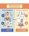 Family Nation 2-in-1 Foldable Montessori Play Mat – Reversible and Soft – Dino Friends – 180x150 cm – From Birth Playmats