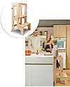 Family Nation 2 in 1 Montessori Learning Tower - Natural - Converts in Table+Chair Montessori Towers