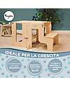 Family Nation 2 in 1 Montessori Learning Tower - Natural - Converts in Table+Chair Montessori Towers