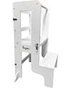 Family Nation 2 in 1 Montessori Learning Tower - White - Converts in Table+Chair Montessori Towers