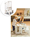 Family Nation 2 in 1 Montessori Learning Tower - White - Converts in Table+Chair Montessori Towers