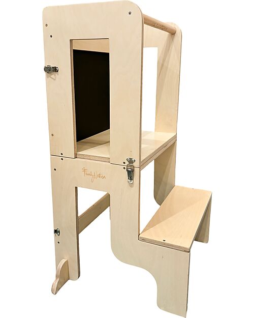 Family Nation 3 in 1 Montessori Learning Tower - Natural - Magnetic Board - Converts in Table+Chair Montessori Towers