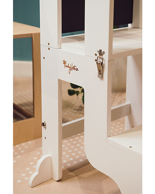 Family Nation 3 in 1 Montessori Learning Tower - White - Magnetic Board - Converts in Table+Chair Montessori Towers