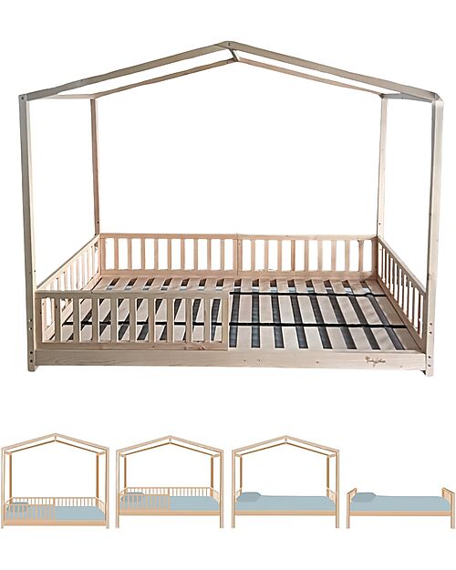 Family Nation 4-in-1 Evi Convertible Montessori Bed – 200x90 cm – All Included – From Birth to 99 Years Montessori Beds