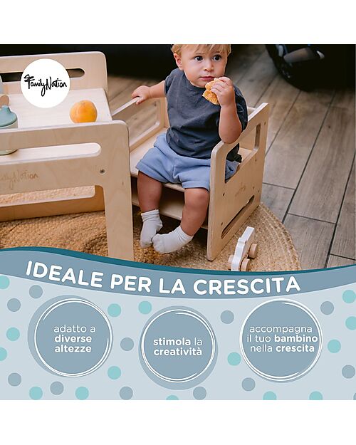 Family Nation Adjustable Montessori Chair - Natural - Grows with your child - Birch Wood Chairs
