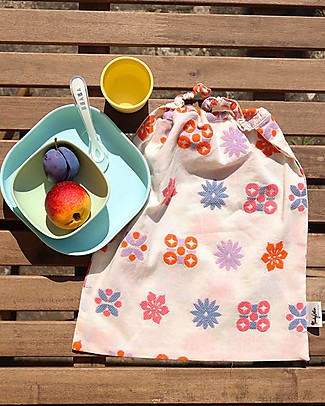 Family Nation Bavaglino con Elastico - Reversibile - Fantasia Floreale - 100% Sostenibile e Made in Toscana - Perfetti per l'Asilo! Pullover Bibs