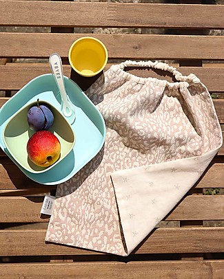 Family Nation Bavaglino con Elastico - Reversibile - Leopardato e Stelle Oro - 100% Sostenibile e Made in Toscana - Perfetti per l'Asilo! Pullover Bibs