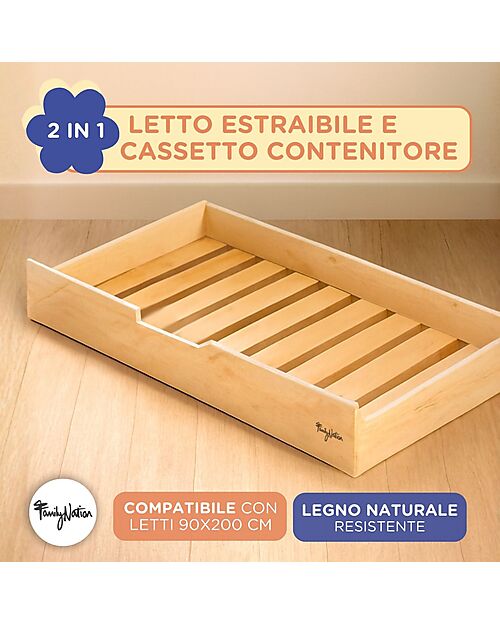 Family Nation Evi Montessori Pull-Out Bed/Drawer for 200 x 90 cm Beds - Slats Included Montessori Beds