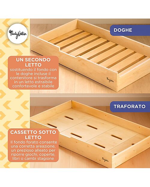 Family Nation Evi Montessori Pull-Out Bed/Drawer for 200 x 90 cm Beds - Slats Included Montessori Beds