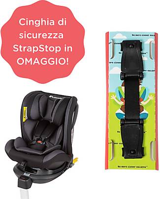 Family Nation EvolveFix 360° Swiveling Car Seat Night Grey + Free Safety Strap StrapStop! Car Seats Group 1/2/3