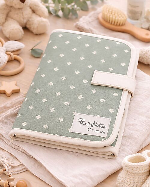 Family Nation Foldable Travel Changing Mat - Clover Green - Firenze Travel Collection Travel Changing Mats