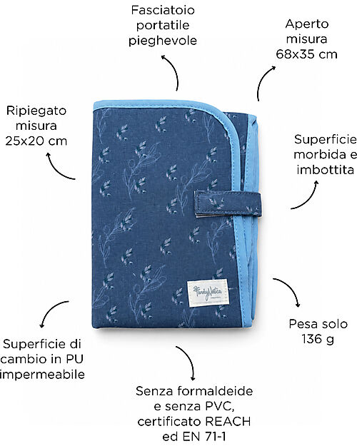 Family Nation Foldable Travel Changing Mat - Olive Blue - Firenze Travel Collection Travel Changing Mats