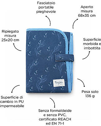 Family Nation Foldable Travel Changing Mat - Olive Blue - Firenze Travel Collection Travel Changing Mats