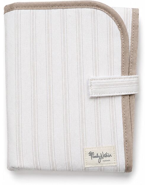Family Nation Foldable Travel Changing Mat - Stripes Beige - Firenze Travel Collection Travel Changing Mats