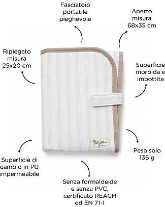 Family Nation Foldable Travel Changing Mat - Stripes Beige - Firenze Travel Collection Travel Changing Mats