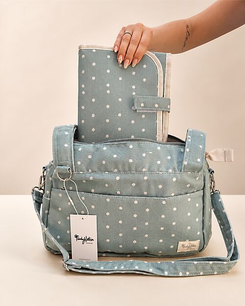 Family Nation Foldable Travel Changing Mat + Stroller Organizer Bag - Clover - Green - Firenze Travel Collection Travel Changing Mats