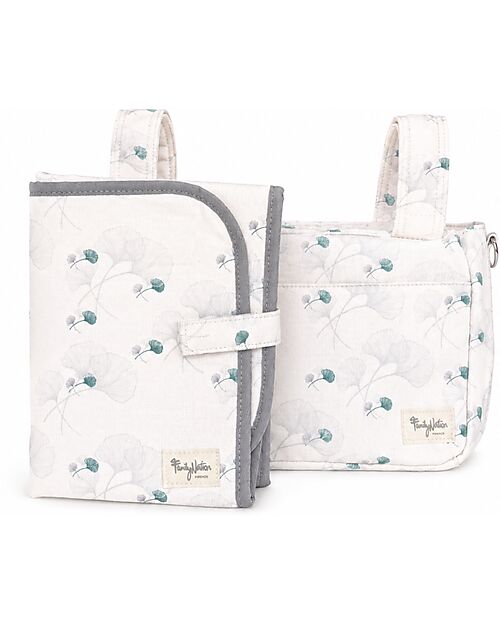Family Nation Foldable Travel Changing Mat + Stroller Organizer Bag - Ginko Ivory - Firenze Travel Collection Travel Changing Mats