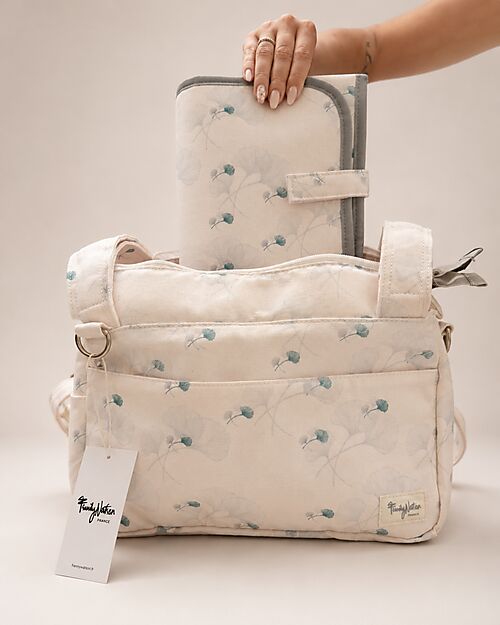 Family Nation Foldable Travel Changing Mat + Stroller Organizer Bag - Ginko Ivory - Firenze Travel Collection Travel Changing Mats