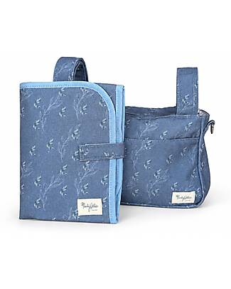 Family Nation Foldable Travel Changing Mat + Stroller Organizer Bag - Olive - Blue - Firenze Travel Collection Travel Changing Mats